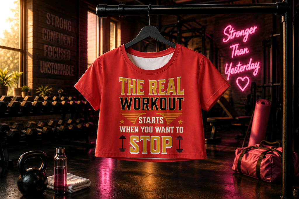 SoAura's "The Real Workout" Women's Athletic Crop Tee