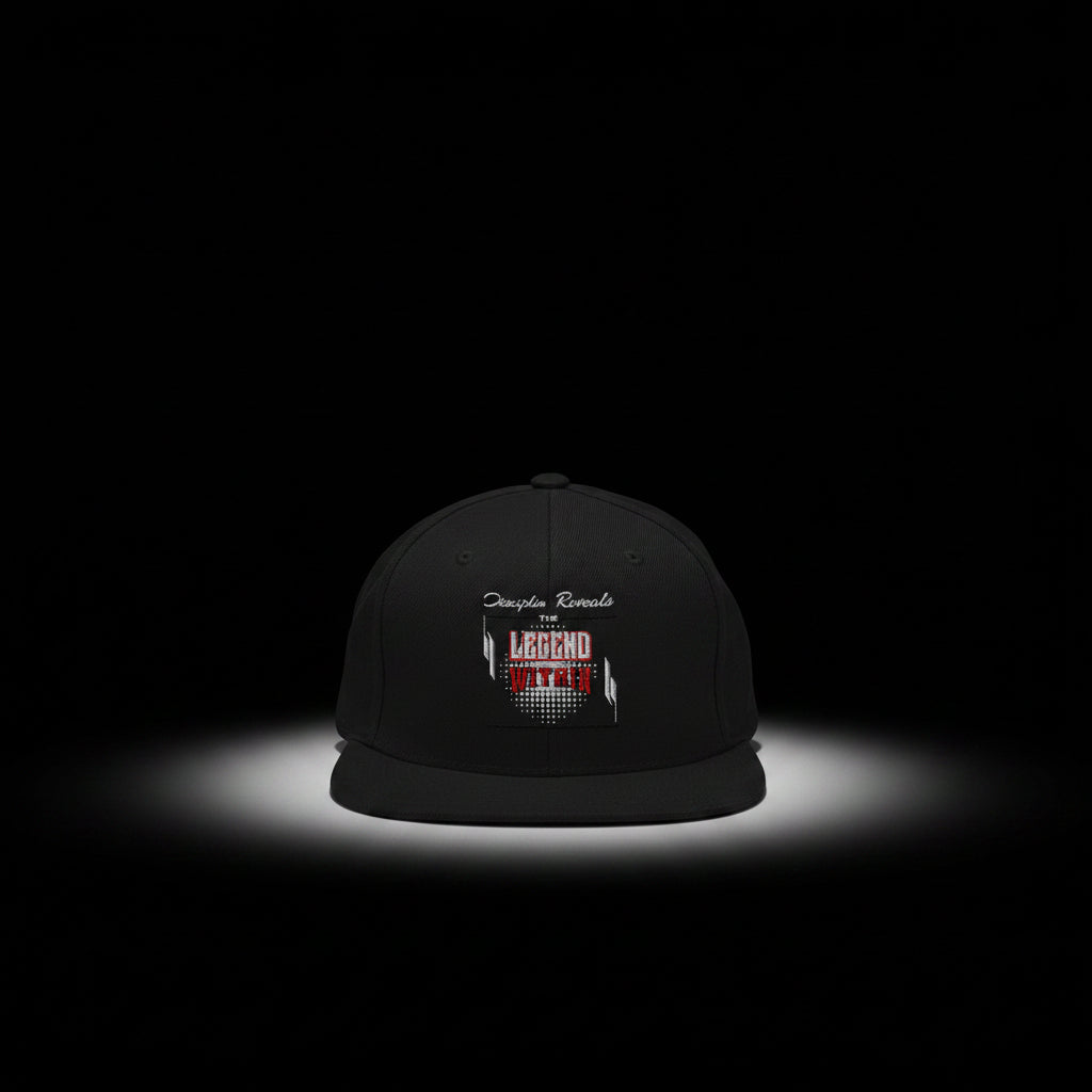 LegendWithin Discipline Snapback Hat structured fit with flat brim and adjustable snap closure