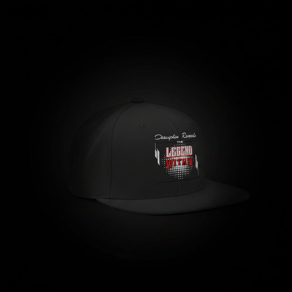 LegendWithin Discipline Snapback Hat with flat brim and adjustable snap closure