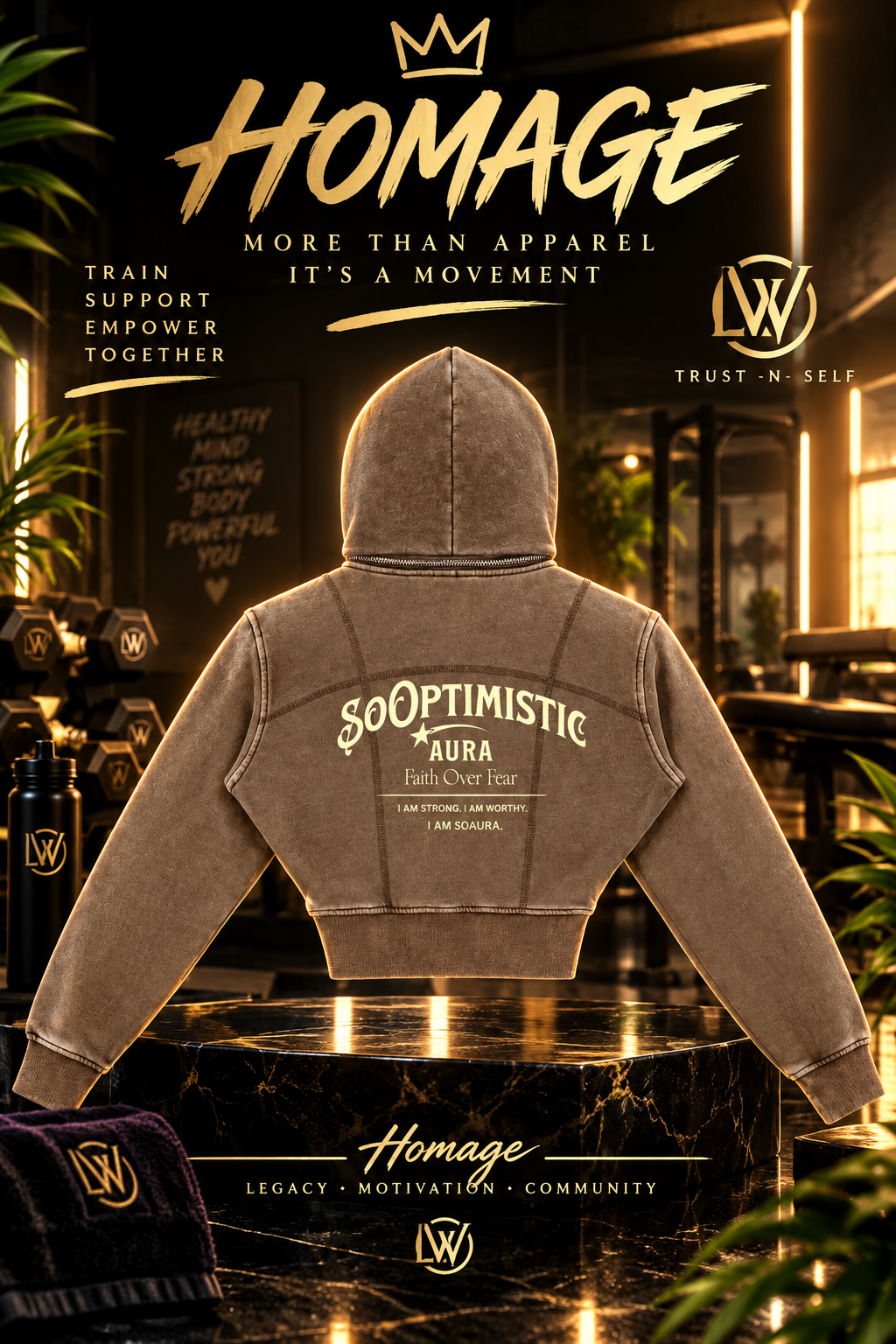 HOMAGE Living With Purpose Cropped Zip-Up Hoodie
