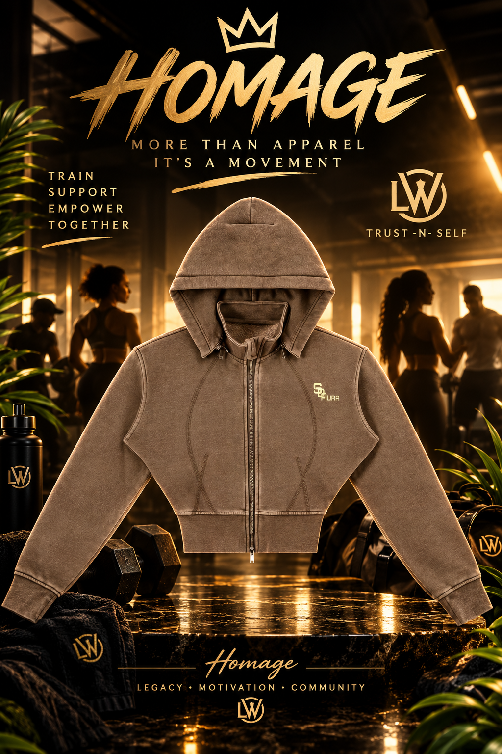 HOMAGE Living With Purpose Cropped Zip-Up Hoodie