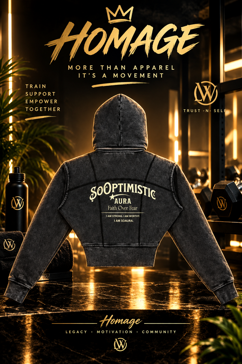 HOMAGE Living With Purpose Cropped Zip-Up Hoodie