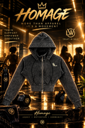 HOMAGE Living With Purpose Cropped Zip-Up Hoodie