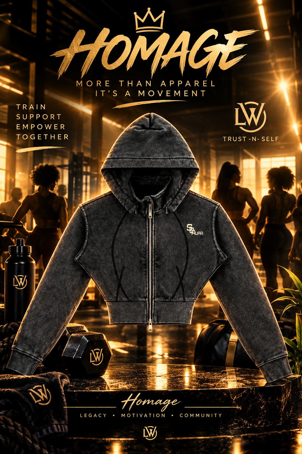 HOMAGE Living With Purpose Cropped Zip-Up Hoodie