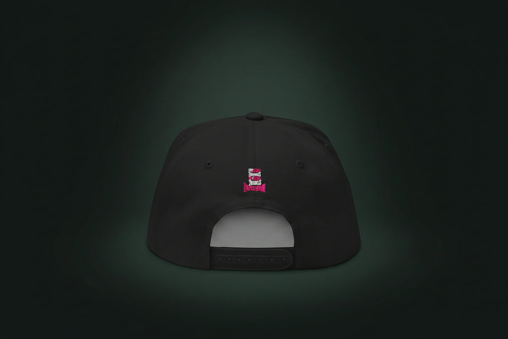 LegendWithin Dream's flat bill cap with high-profile fit and green undervisor in 100% cotton twill