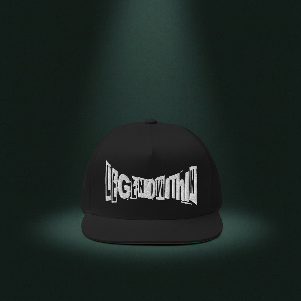 LegendWithin Dream's high-profile green undervisor flat bill cap with snapback closure