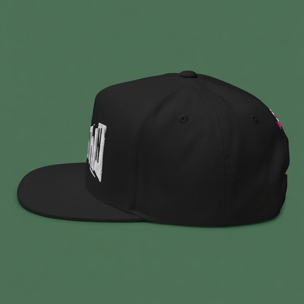 LegendWithin Dream's high-profile flat bill cap with green undervisor and snapback closure
