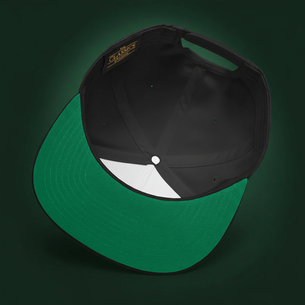 LegendWithin Dream's flat bill cap with high-profile fit and green undervisor