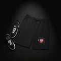 LegendWithin Men's fleece shorts in grey heather with elastic waistband, back pocket, and jersey-lined hand pockets.