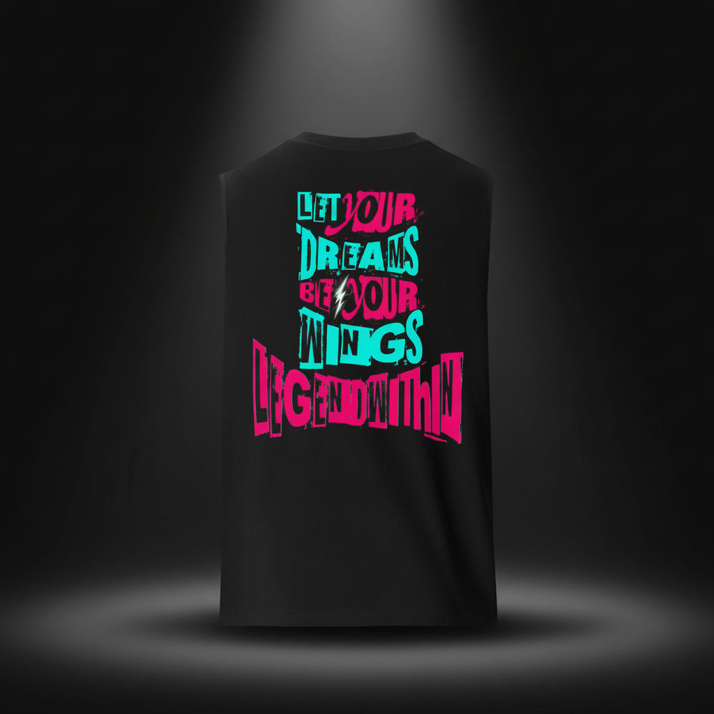 LegendWithin Dream's Muscle Shirt soft sleeveless tank with relaxed fit and low-cut armholes